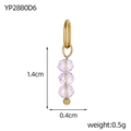 Elegante ciondolo in acciaio inossidabile con asola ovale e tre perline viola - Stile con Perline Lilla (YP2880D6)