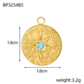 Detailed view of vintage sunburst tarot pendant with blue zircon and 1.8cm scale - Light Blue Zirconia Octagonal Star Style (BP3254B5)