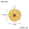 Macro detail of 1.9cm sunburst tarot pendant with center stone and size measurements - Deep Brown Tiger Eye Radial Style (BP3253B3)