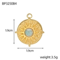 Macro shot of gold sunburst pendant featuring a blue moonstone center and vintage textures - Light Blue Stone Sunray Style (BP3250B4)
