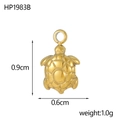 Detailed macro shot of 18K gold-plated turtle charm with 0.9x0.6cm dimensions - Sea Turtle Style (HP1983B)