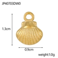Detailed view of 18K gold plated seashell pendant showing dimensions 1.3cm x 0.9cm - Gold Shell Style (JP40703DW0)