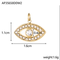 Dettaglio del ciondolo a occhio dorato con cristalli e misure precise delle dimensioni - Stile Occhio Marquise (AP35658D0W2)