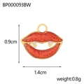 Detail of red vampire lips enamel pendant with glitter, size 1.4cm x 0.9cm for DIY jewelry - Vampire Lips Style (BP000053BW)