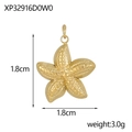 Detailed close-up of 18K gold-plated starfish charm with textured surface and sizing - Granular Textured Starfish (XP32916D0W0)