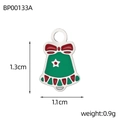 Détail d'un pendentif cloche de Noël de 1,3 cm x 1,1 cm avec émail rouge et étoile - Clochette de Noël Argentée (BP00133A)