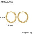 Detailed view of gold minimalist hoop earrings with 1.3cm diameter and 0.2cm thickness - Mirror Gold Minimalist Hoop Buckle (YE15328D0W0)