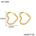 Polished 18K gold heart-shaped stainless steel hoop earrings with size 2.6cm specifications - Minimalist Gold Heart Earring (HE1100D)