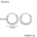 Orecchini a cerchio lucidi in acciaio inossidabile da 1,3 cm di diametro e 0,3 cm di larghezza - 1.3cm / Fibbia per Orecchio Argento Arrotondata (BE1067A)