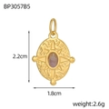 Detailed view of oval gold pendant with purple stone, measuring 2.2cm in height - Oval Purple Zirconia Starry(BP3057B5)