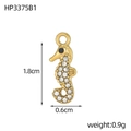 Micro-paved zircon seahorse pendant in gold alloy for ocean-themed necklaces - Gold Sea Horse - White Zirconia (HP3375B1)