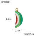 Watermelon slice pendant with 2.0cm height and 0.7cm width dimensions on white background - Red Green Watermelon Style (HP1866B1)