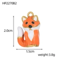 Detail view showing orange and white fox charm dimensions and gold-plated enamel finish - Orange Fox Style (HP2270B2)