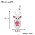 Detailoverzicht van kerst rendier hanger met rood emaille en afmetingen in beeld - Zilver Rendier Stijl (AP33654A0W0)