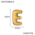 Polished 18K gold plated stainless steel letter E charm pendant, size 0.8cm by 0.6cm - 18K Bubble Letter-E