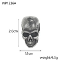 Vintage stainless steel skull pendant for DIY jewelry, size 2.0cm x 1.1cm, 9.3g weight - Retro Distressed Skull Bead (WP1236A)