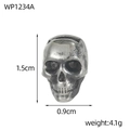 Macro view of vintage stainless steel skull pendant with gothic textures and dimensions - Vintage Realistic Skull Bead (WP1234A)