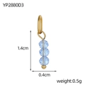 Macro detail of three light blue crystal beads on a golden stainless steel charm, 1.4cm height - Light Blue Beaded Style (YP2880D3)