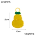 Detail of yellow pear enamel charm with smiley face showing dimensions 1.3cm by 1.0cm - Gold Edge Smiley Pear Shape (XP00016D)
