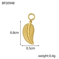Detailed view of a small golden leaf charm with 0.8cm height and 0.5cm width dimensions - Vein Texture Leaf Shape (BP2094B)