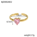 Anello cuore stella oro minimalista con zircone rosa e fascia aperta regolabile - Cuore Rosa (BJZ00028D2)