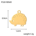 Cute golden hedgehog animal charm pendant in stainless steel with size measurements - Hedgehog Style (P32610DW0) / Gold
