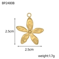 Macro detail of a 2.5cm golden stainless steel sunflower pendant with matte finish - Matte Brushed Five Petal Flower Shape (BP2480B)