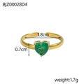 Anello aperto regolabile in oro minimalista con una pietra di zircone verde a cuore - Cuore Giallo-Verde (BJZ00028D4)