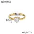 Specifiche delle dimensioni per anello aperto in oro con zircone a cuore e diametro 1,8 cm - Cuore Bianco (BJZ00028D5)