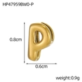 Mini hollow 18K gold-plated stainless steel letter P pendant charm with dimensions - 18K Bubble Letter-P