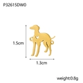 Polished gold dog pendant charm with heart cutout showing 1.5cm by 1.3cm dimensions - Greyhound Style (P32615DW0) / Gold