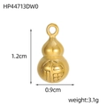 Macro detail of a gold calabash pendant with Fu character and dimension measurements - Golden Gourd Fu Character Pendant (HP44713DW0)