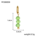 Dettaglio di tre perle sfaccettate verdi in acciaio inossidabile dorato per gioielli - Stile con Perline Verde Erba (YP2880D8)