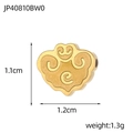 Macro view of golden cloud relief bead with size dimensions and hole for DIY jewelry - Golden Auspicious Cloud Relief Accessory (JP40810BW0)