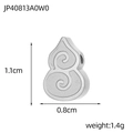Detailed view of silver Hulu pendant with spiral patterns and 1.1cm height dimensions - Silver Spiral Cloud Gourd Accessory (JP40813A0W0)