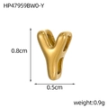 Polished 18K gold plated stainless steel letter Y pendant charm with dimensions 0.8x0.5cm - 18K Bubble Letter-Y