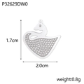 Detailed view of silver swan pendant with dimensions 1.7cm by 2.0cm and dot texture - Swan Style (P32629DW0)