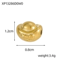 Macro detail of a 1.2cm gold ingot pendant with embossed patterns and side hole - Golden Ingot Shape Charm (XP13286D0W0)