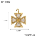 Elegante ciondolo a croce in oro con pietre di zircone triangolari, 1,1cm x 1,1cm - Stile Croce Strass Bianco (BP1913B2)