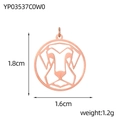 Detailed view of rose gold hollow lion pendant with measurements 1.8cm by 1.6cm - Circle Lion Dog Style (YP03537C0W0)