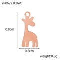 Detailed size view of a small rose gold giraffe pendant measuring 0.9cm height by 0.5cm width - Mini Giraffe Style (YP06223C0W0)