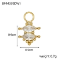 Polished 18K gold fan-shaped stainless steel pendant with micro-set zircon stones - White Marquise Zirconia Style (BF44389DW1)