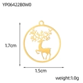 Detailed view of 1.7cm golden hollowed reindeer pendant with size and weight measurements - Circle Elk Style (YP06422B0W0)