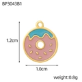 Detail of pink and blue enamel donut charm with 1.2cm height and 1.0cm width dimensions - Blue Pink Donut Shape (BP3043B1)