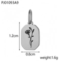 Zilveren vierkante bloemenhanger van roestvrij staal voor DIY-sieraden maken - September Geboortebloem (PJ01093A9)