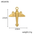 Golden airplane pendant with dimensions 2.1cm by 2.0cm and weight 2.1g measurements - Fighter Jet (HP2497B)