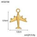 Detailed view of tiny gold airplane pendant with size measurements 0.9cm by 1.0cm - Bomber (HP2870B)