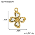 Dettaglio del ciondolo a quadrifoglio dorato da 1,4 cm con inserti in madreperla a cuore - Stile Quadrifoglio in Madreperla Bianca Cuore Dorato (AP39888D1W0)