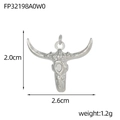 Detailansicht des Bullenkopf-Anhängers aus Titanstahl mit Maßen 2,0cm x 2,6cm und Gewicht 1,2g - Fp32198a0w0-cross