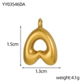 Polished gold heart bubble pendant in stainless steel with 1.5cm by 1.3cm dimensions - Letter-A